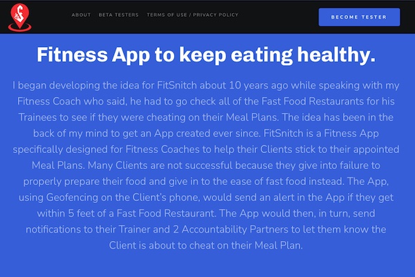 FitSnitch app in development