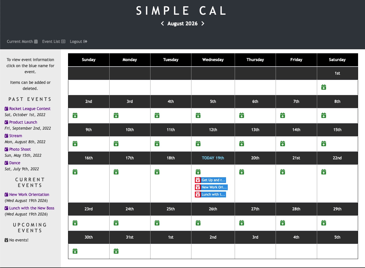 Calendar web tool